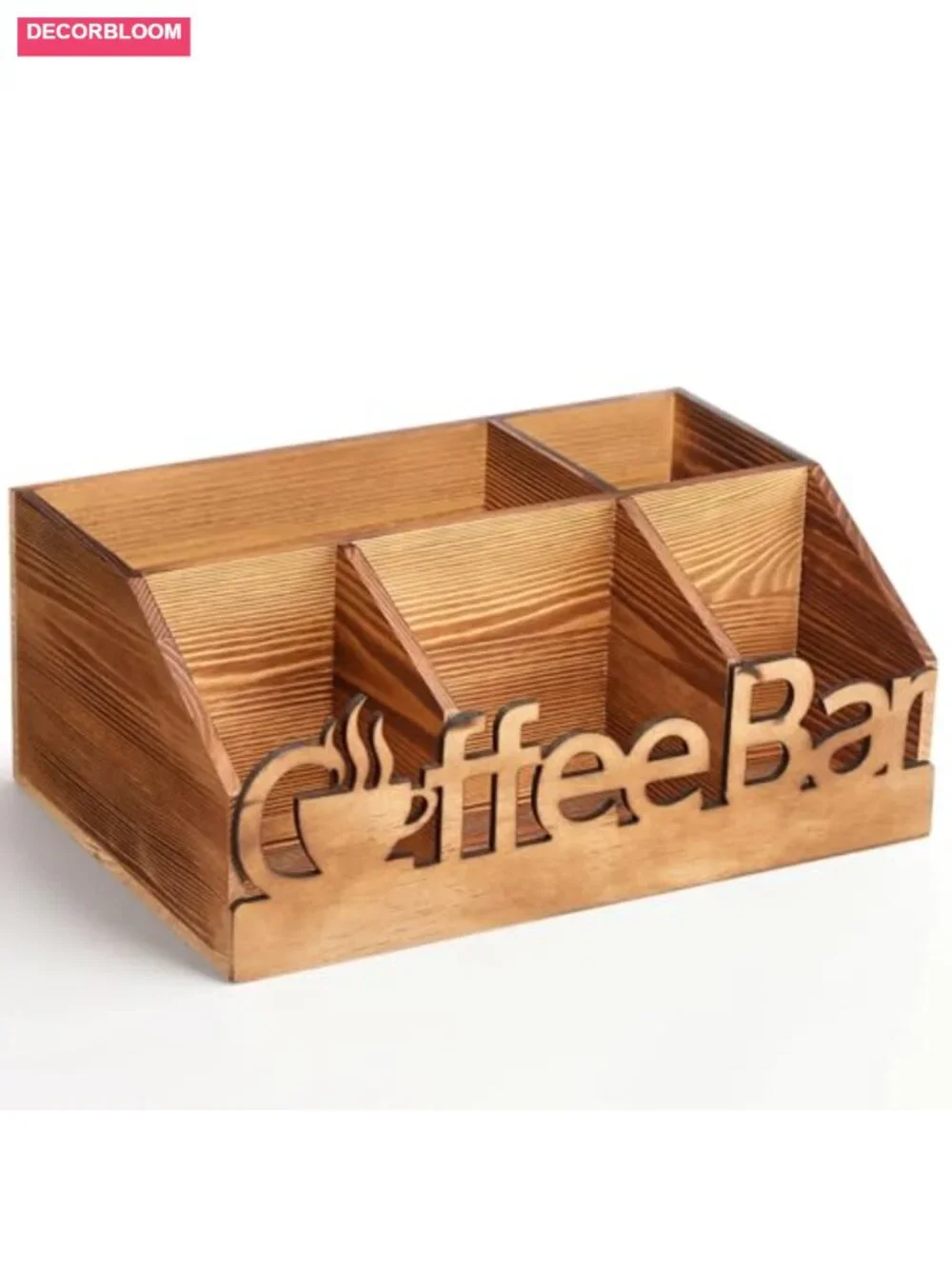 Wood Coffee Station Organizer Countertop Storage Basket for Pods, Tea,